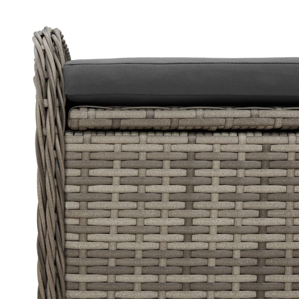 Banc de Rangement Extérieur avec Coussin, Coffre de Rangement en Résine Tressée pour Jardin Patio, 115 cm (Gris)