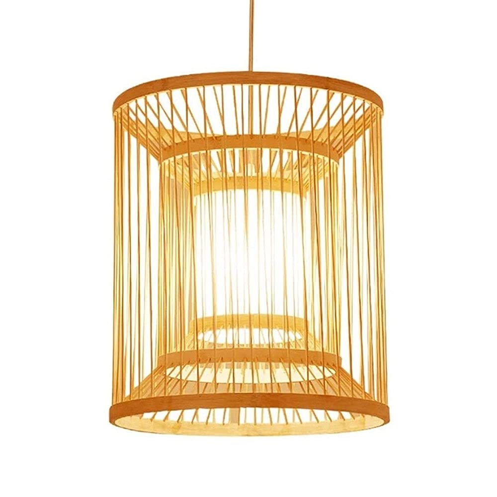 Plafonnier en rotin tisse main pour ambiance zen de salon de the et cuisine