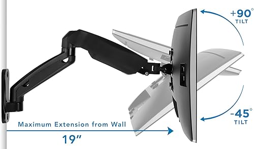 Miniatura 6 de Mount-It! Brazo de montaje en pared para monitor, resorte de gas de movimiento completo, se adapta a pantallas de 13 a 32 pulgadas de hasta 14.3