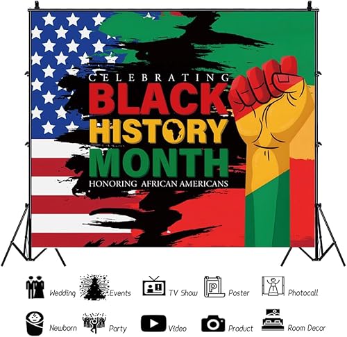 Miniatura 3 de Canessioa Telón de fondo del Mes de la Historia Negra en Honor del Juneteenth Afroamericano Historia Negra Estrellas y Rayas de Personas Famosas
