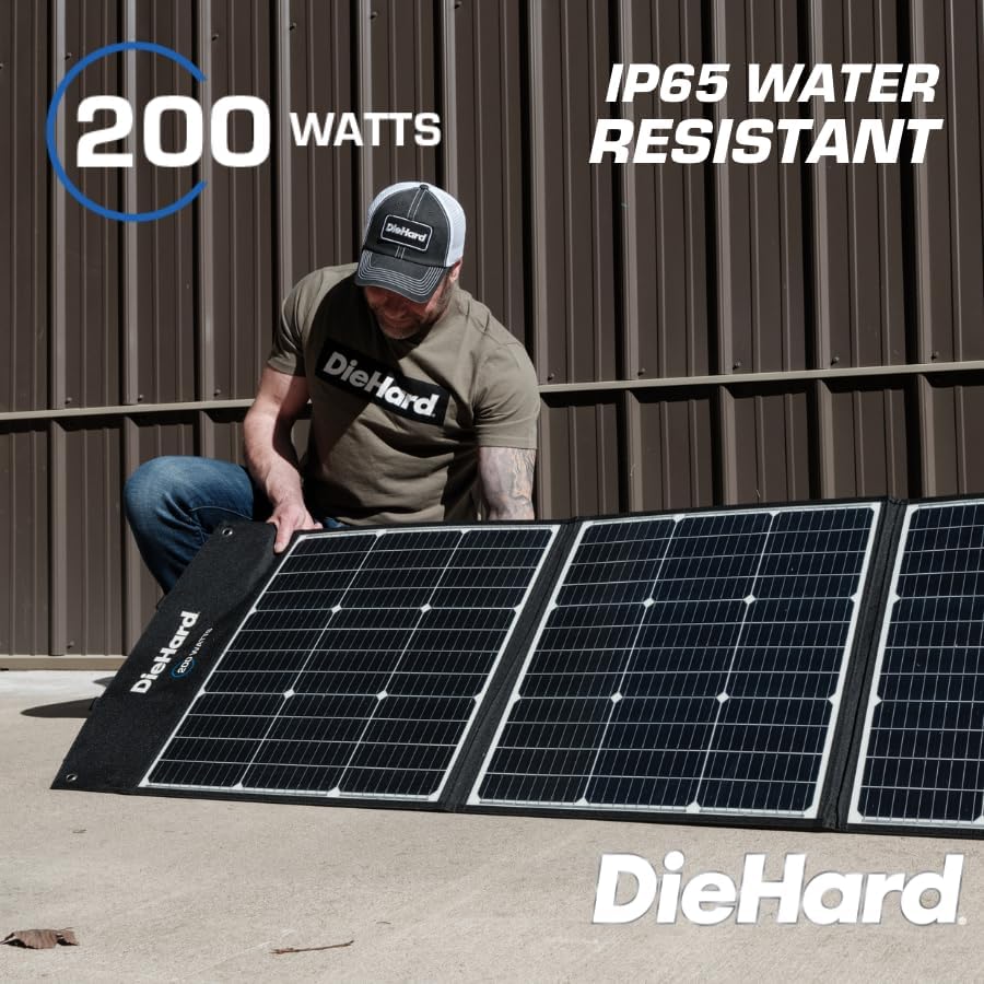 Miniatura 5 de DieHard Panel solar, 200 vatios, plegable, flexible, ligero, portátil. Diseñado para su uso con estaciones de energía portátiles DieHard
