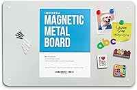 IMPRESA 17.5x12 Inch Gray Metal Magnetic Wall Board - Durable Powder-Coated Steel Photo Note Organizer for Home Office Kitchen