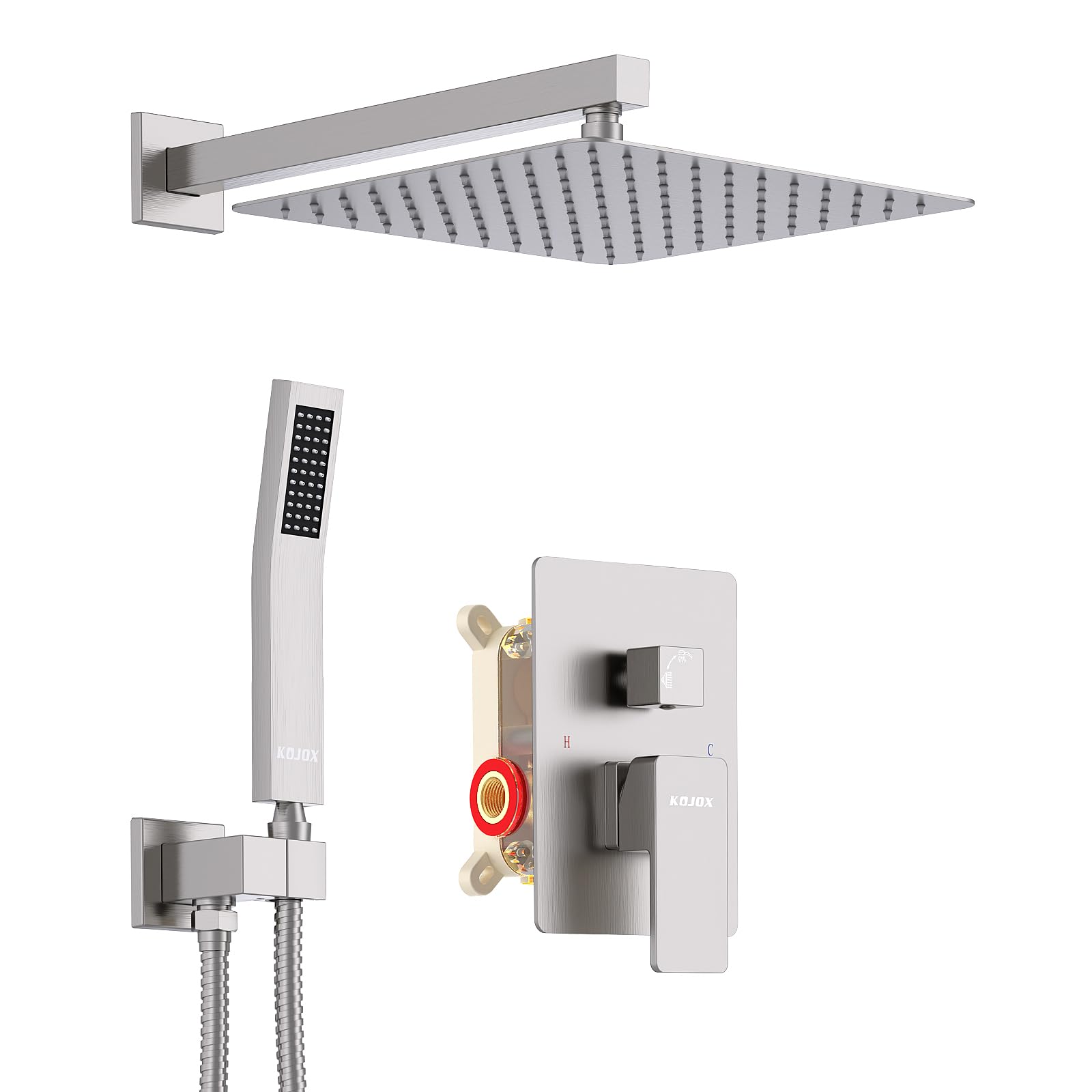 らぬ KOJOX Shower System with High Pressure 12 Inch Rainfall Shower