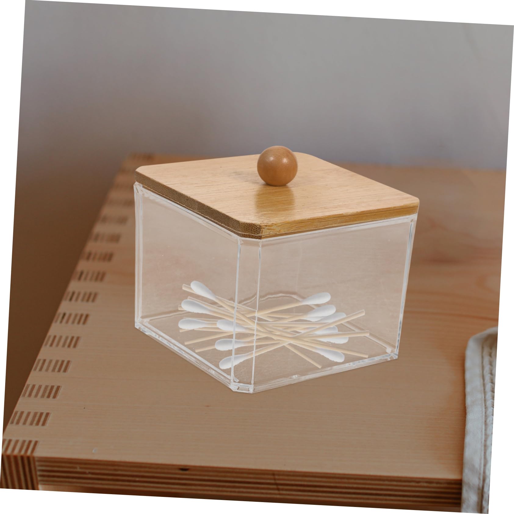 PRETYZOOM 4 Stück Staubdichte Wattestäbchenbox make up schmink wattepads organizer schminkbox Make-up-Organizer aus Baumwolle Halter für Wattepads Holz