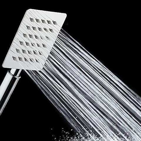 Yolococa Stainless Steel Handheld Shower Head Spray Face Ultra-Thin High Pressure Water-Saving Nozzle(Square) Cover