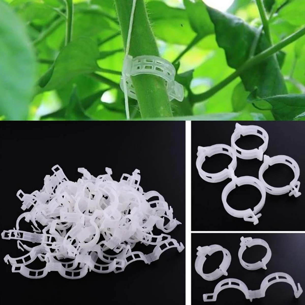 SEWOART 100 Pezzi Fermagli per Piante da Giardino in Plastica, Clip Supporto per Piante Rampicanti e Fragole, Morsetti Fissi Leggeri e Durevoli per