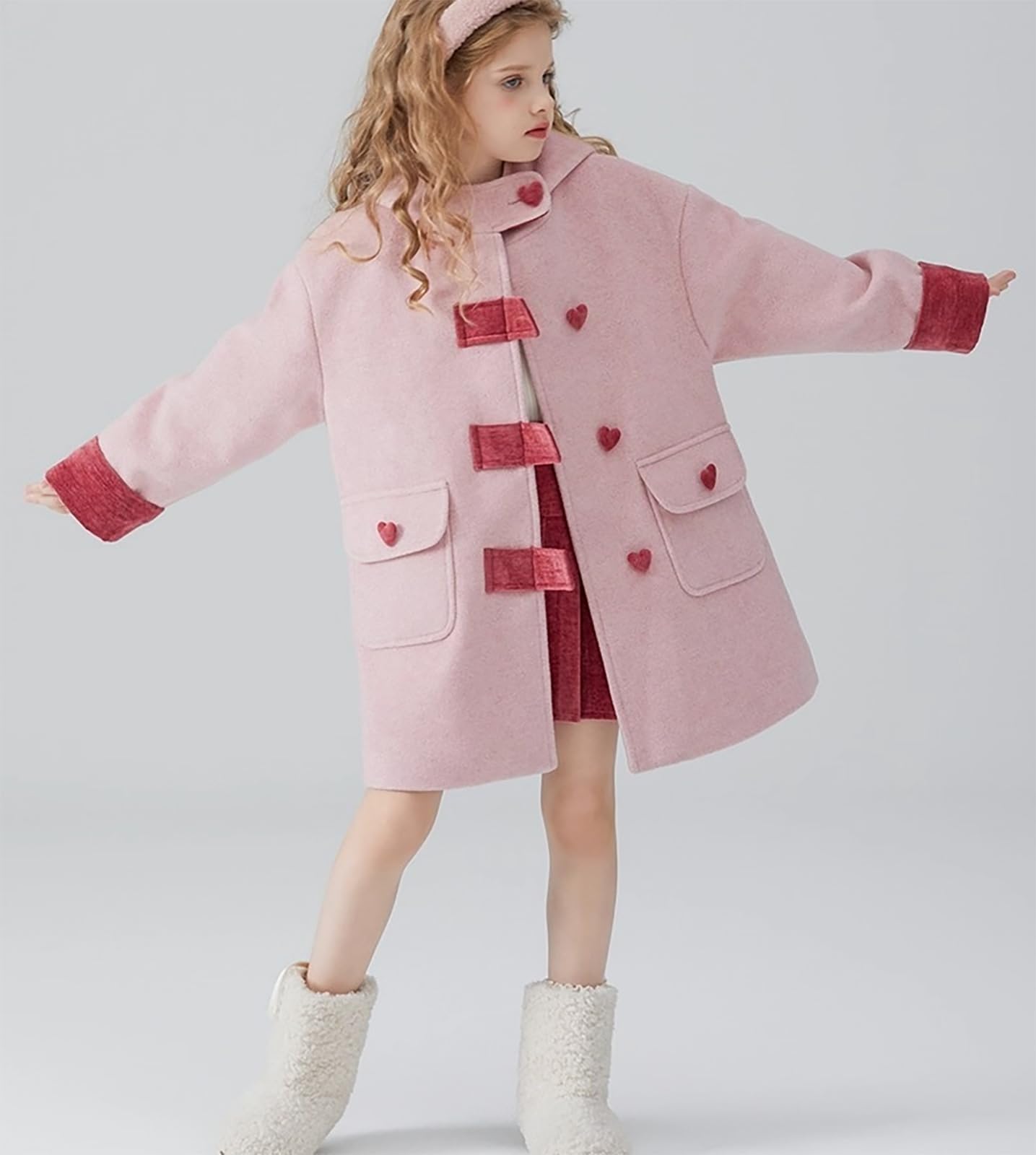 Cappotto per ragazza autunno inverno ispessimento trench-coat clip cotone cappotto con cappuccio