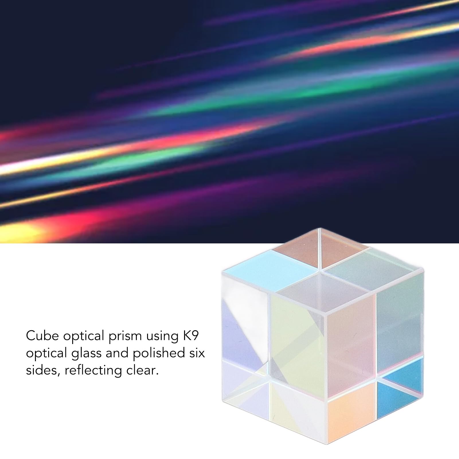 Verre Cubique Prisme En Verre Optique 0.59 '' Réfracteur Prisme Cristallin pour L'expérience