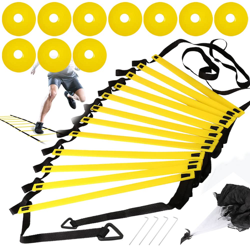 Dhouse Training Ladder 6M Agility Ladder Speed Training Football Ladder 12 Rungs Football Speed Training Ladder Agility Speed Training Equipment for Football Tennis Basketball Practice (6M)