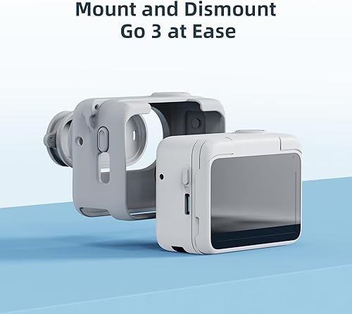 Miniatura 2 de Rszfnjxry Funda protectora de silicona, protector de pantalla y lente para Insta360 GO 3 (gris)