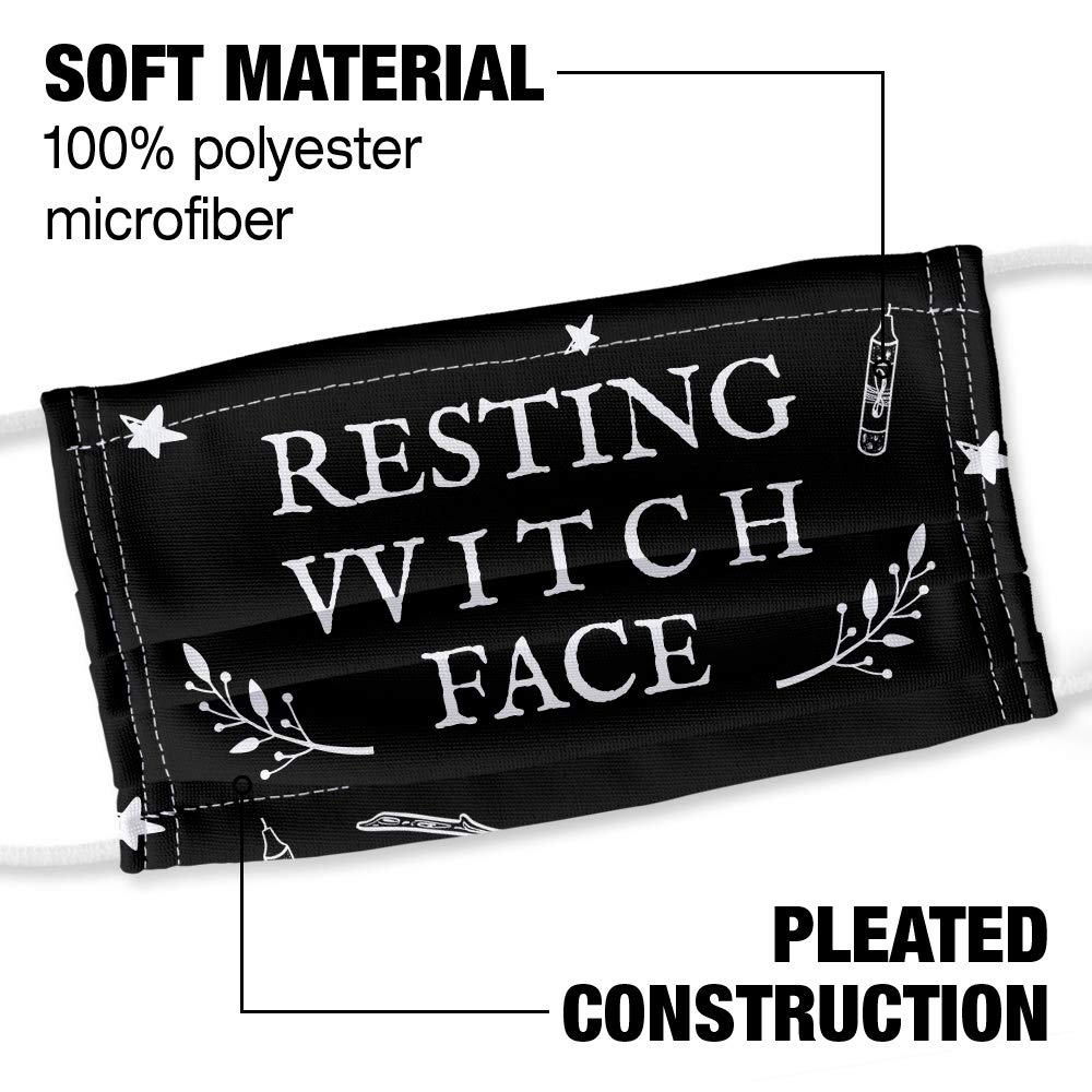 Resting Witch Face 1-Ply Reusable Face Mask Covering with Adjustable Nose Wire, Unisex