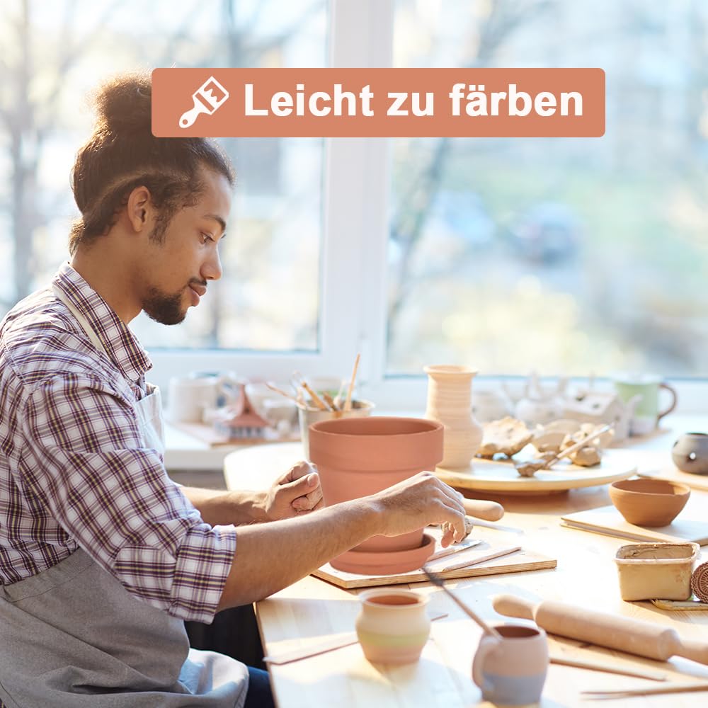 Vensovo 2er-Pack 20 cm große Terrakotta-Töpfe mit Untersetzern | Große Tontöpfe mit Ablaufloch und Untersetzern für Pflanzen, ideal für den Innen- und Außenbereich