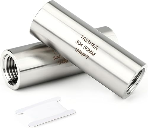 Miniatura 110 de TAISHER 2 accesorios de tubería de acero inoxidable, 1/4 pulgadas NPT x 1/4 pulgadas NPT macho roscado, tubo fundido de pezón de 10 pulgadas