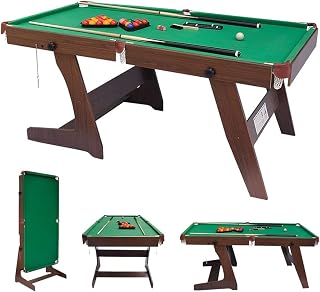 HLC 6FT Folding Pool Table Snooker Table Set Steady Space Saving Billiards Table with All accessories, Great for Kids and Adults