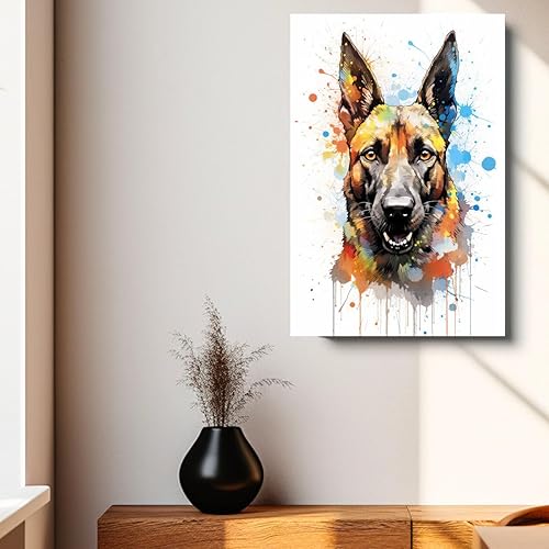 Miniatura 4 de Thuan Colorfull Belga Malinois - Póster abstracto de perro con diseño de animales en lienzo, impresión de bonita imagen para la sala de estar de los
