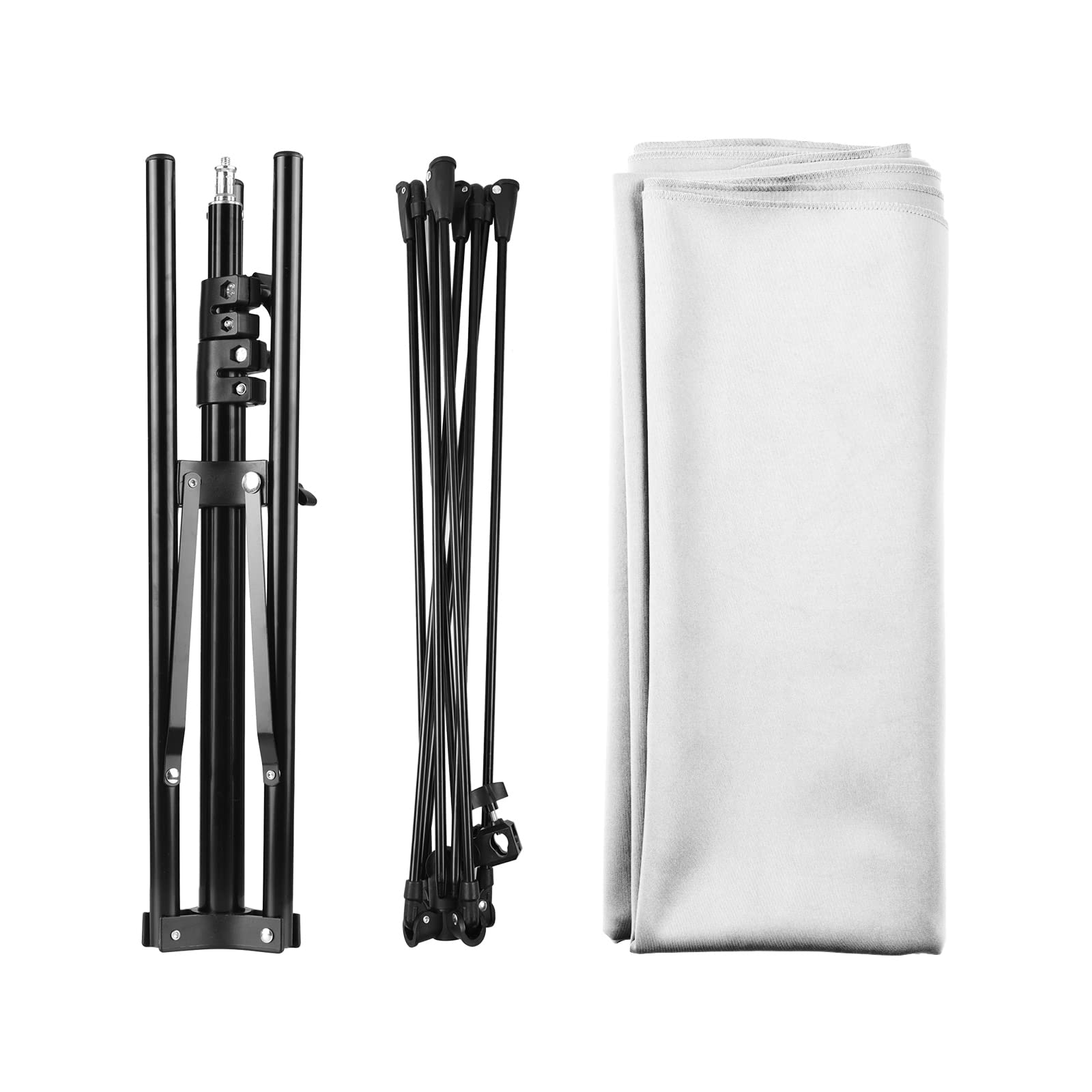 Andoer 2 x 1,5 m, telón de fondo blanco para fotografía, pantalla de fondo con trípode ajustable en forma de cruz para transmisión de fotografía de estudio de juegos, color negro