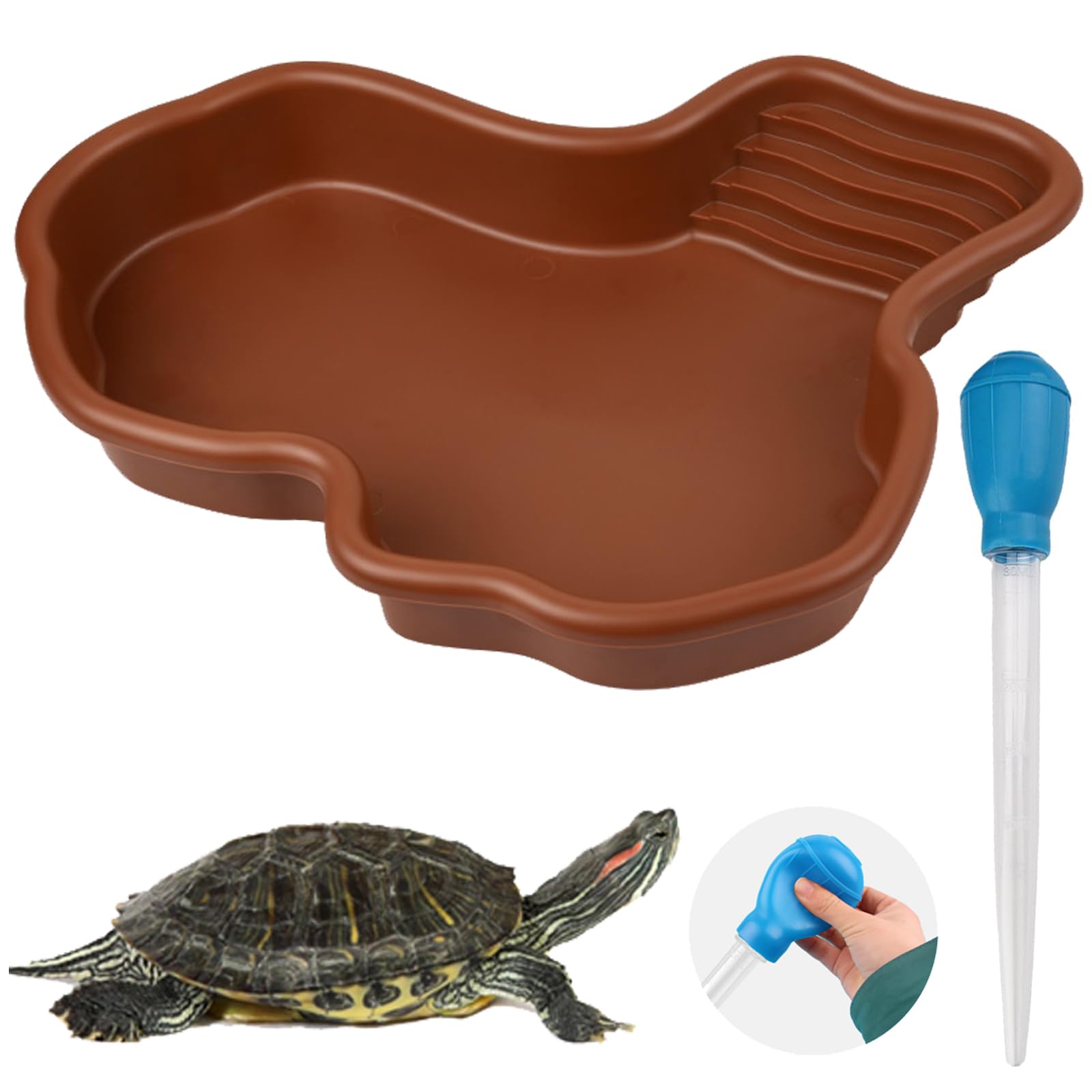 Baignoire pour Reptiles Piscine pour Reptiles Grande Piscine pour Tortue Terrestre avec Un Absorbeur d'eau Manuel pour Les Reptiles Tels Que Tortues, Lézards, Serpents