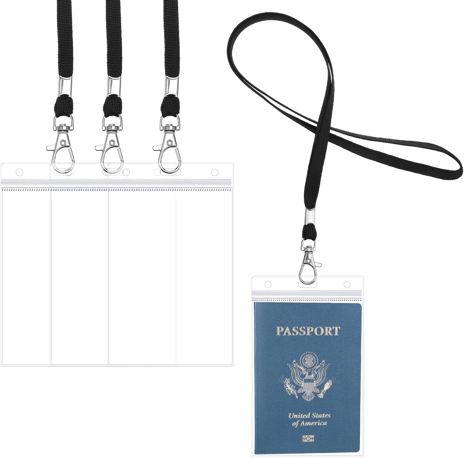 3 Pack 4x6inch Extra Large Passport Holders ID Badge PVC Card Holder with Black Lanyards, Clear Passport Cover Waterproof Lanyard Card Holder Passport Sleeve Protector for Cruise Credit Card Ticket 3 Pack 4x6inch Extra Large Passport Holders ID Badge PVC Card Holder with Black Lanyards, Clear Passport Cover Waterproof Lanyard Card Holder Passport Sleeve Protector for Cruise Credit Card Ticket