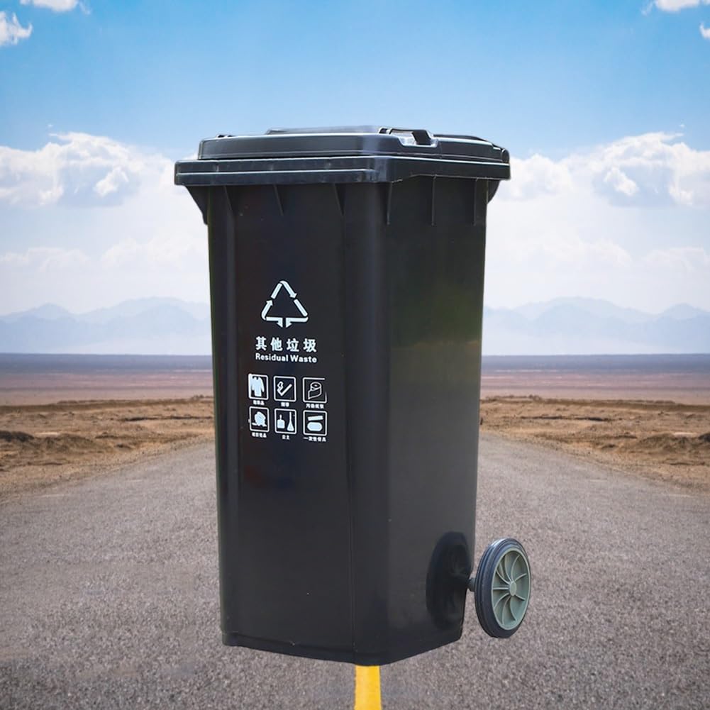 AigossOutdoor Garbage Can with Lid and Wheels 30L 50L 100L 120L Large Kitchen Trash Can Thickened Durable Outdoor Trash Bin for Backyard Garage Deck Outdoor Use (Color : Black, Size : 50L)