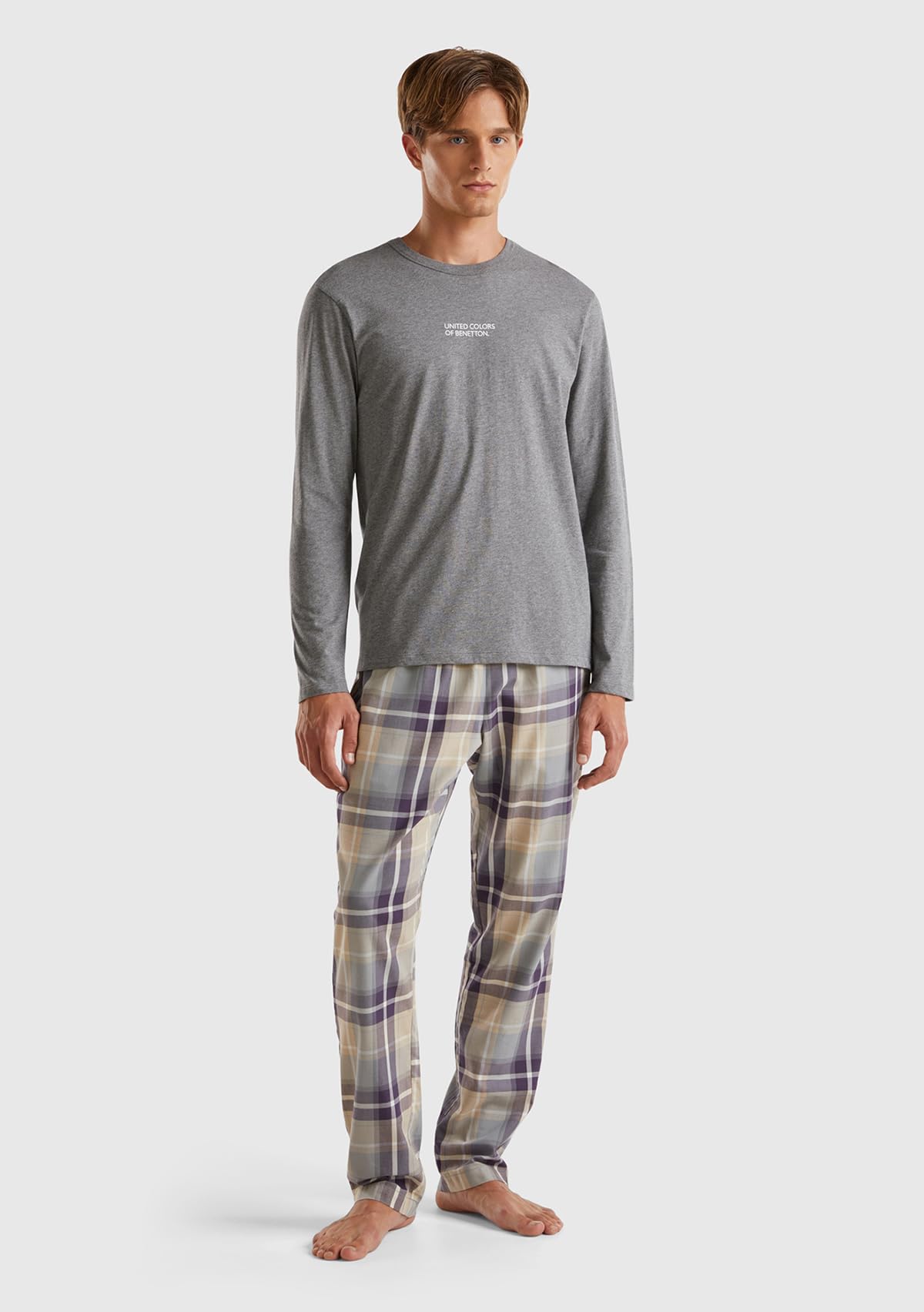 United Colors of Benetton Parte Superior del Pijama Hombre, Gris, XL
