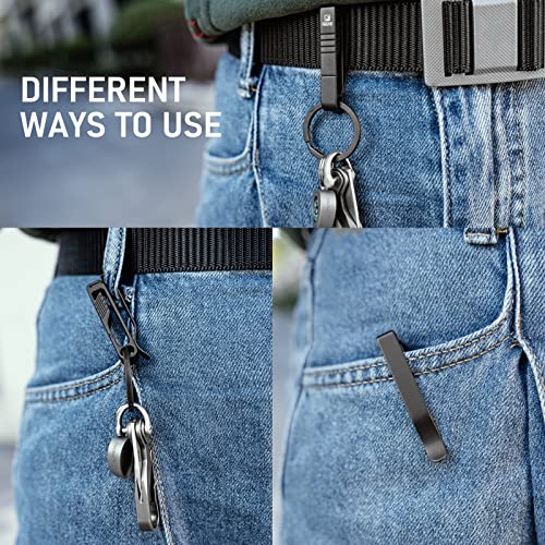 Fegve Duty Belt Key Holders Titanium Carabiner Keychain Belt Clip With Keyring For Keys,Gifts For Men Dad (Black - Bk1) #TOP2