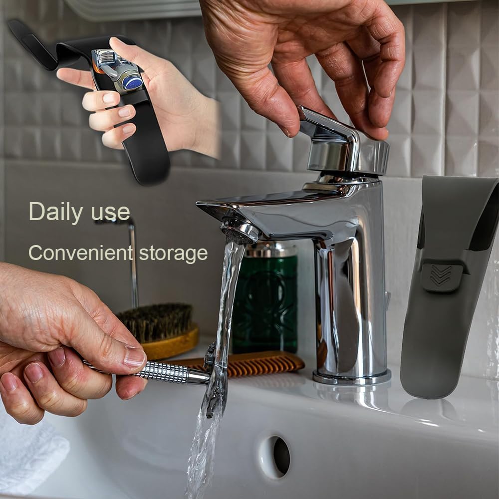 Silicone Razor Travel Case Set of 2 Black Safety Razor Case Compatible with Gillette Parker Merkur Travel Razor Men Razor Holder