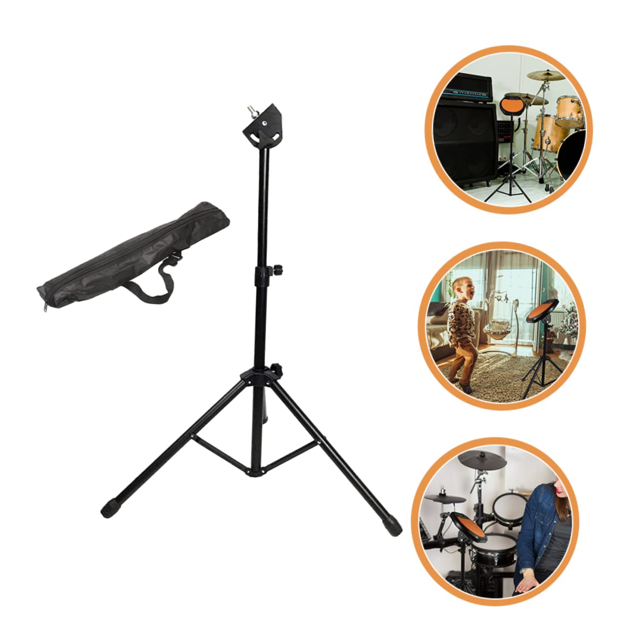Abaodam 1 set Dumb Drum Holder with Tripod Stand Portable Drum Pad for Indoor Practice Durable Percussion Accessory for Beginners and Professionals