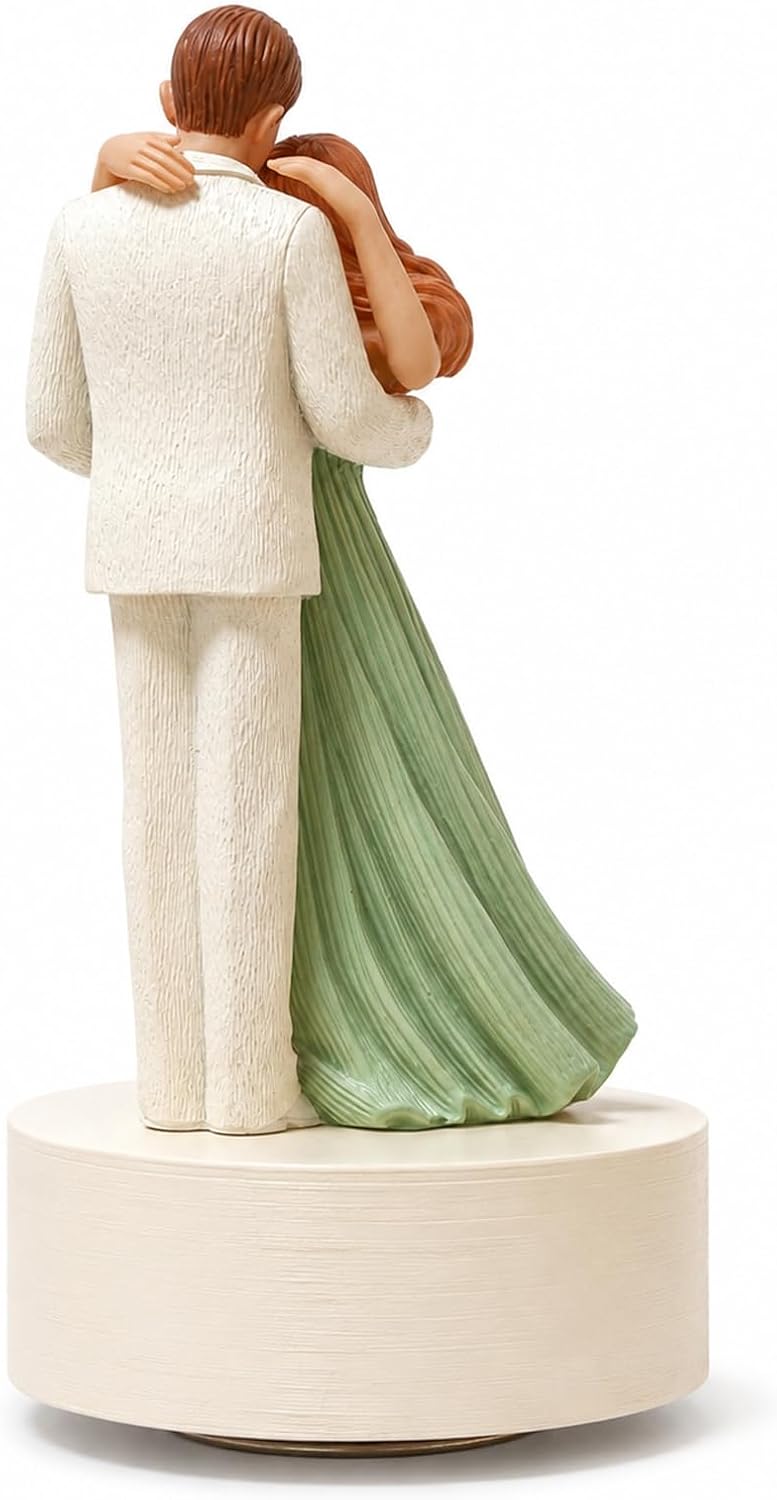 AIDLNS Couple Music Box Playing “Can’t Help Falling in Love,” Romantic Couple Figurine with Love Message, Anniversary Keepsake for Wife Husband, Wedding Valentine’s Day Resin Statue Home Decor
