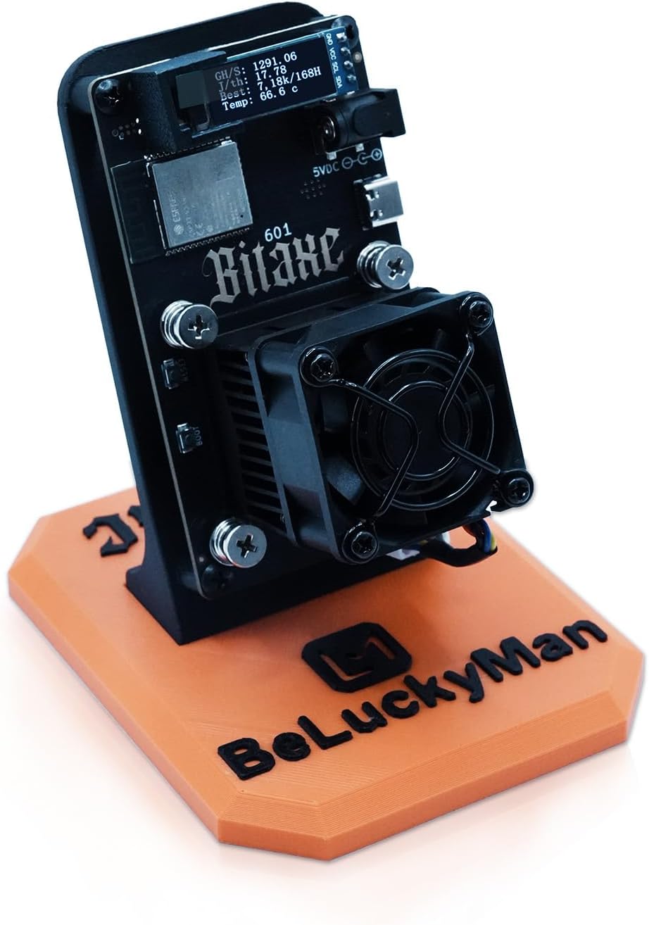 Bitaxe Gamma 601 1.2TH/s 17W Solo Bitcoin Miner (with Black Shell & Silent  Fan)