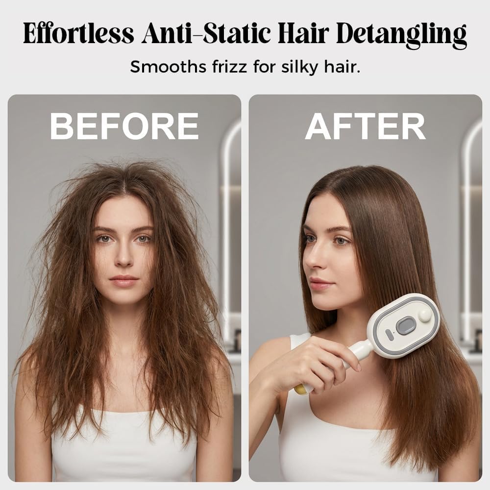 Brosse à Cheveux Électrique Vapeur 2026 – Brosse Lissante Rechargeable avec Pulvérisation d’Eau, Démêlant, Anti-Frisottis et Antistatique pour Cheveux Longs et Courts (Violet)