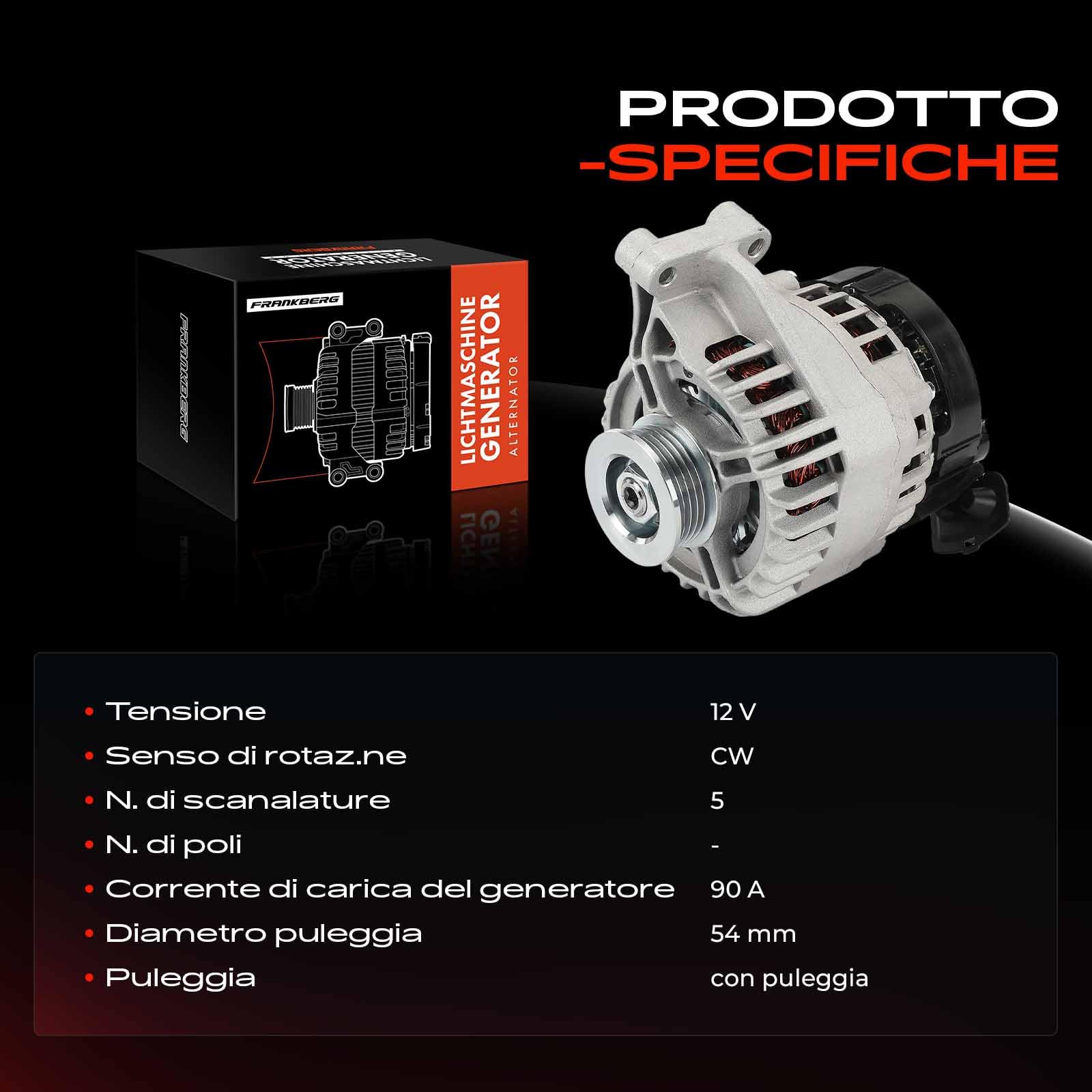 Frankberg Generatore Alternatore Benzina Compatibile con 500 312 1.2L KA RU8 1.2L Punto Evo 199 1.2L 169 1.2L 169 1.1L Replace# 102211-8450