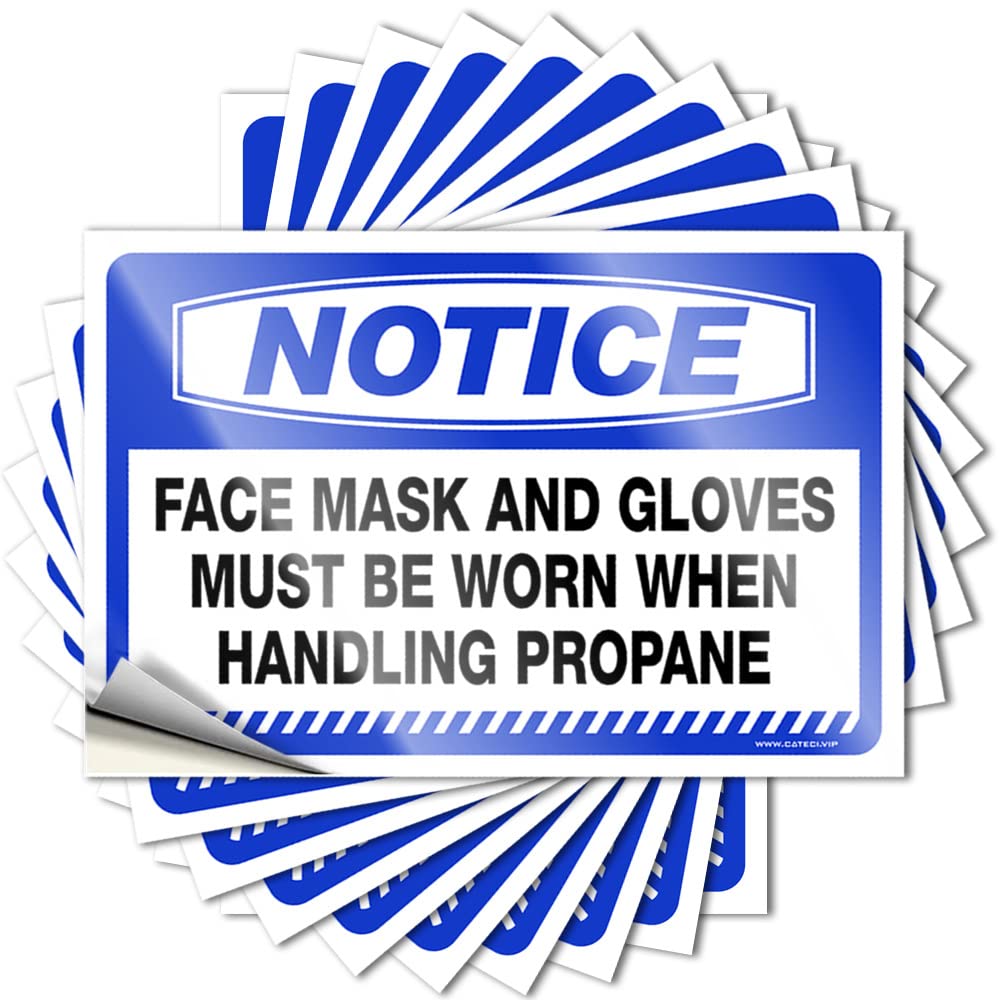 Saying Retro Room Decor Peel and Stick - Notice Face Mask and Gloves Must Be Worn When Handling Propane Laptop Sweet Waterproof Vinyl for Interesting(6X9CM)