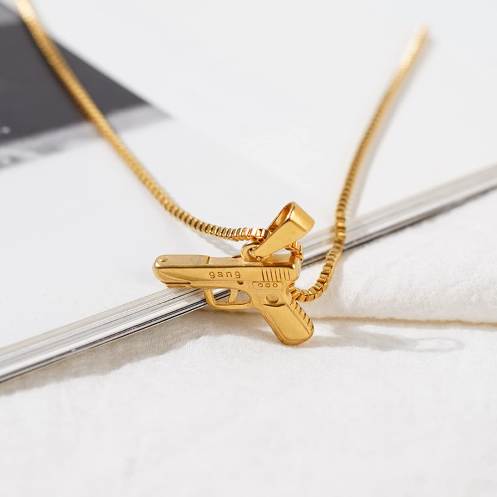 Collana Uomo Con Ciondolo Pistola Revolver – Acciaio Inox, Lunga 25 Pollici - Foto 4