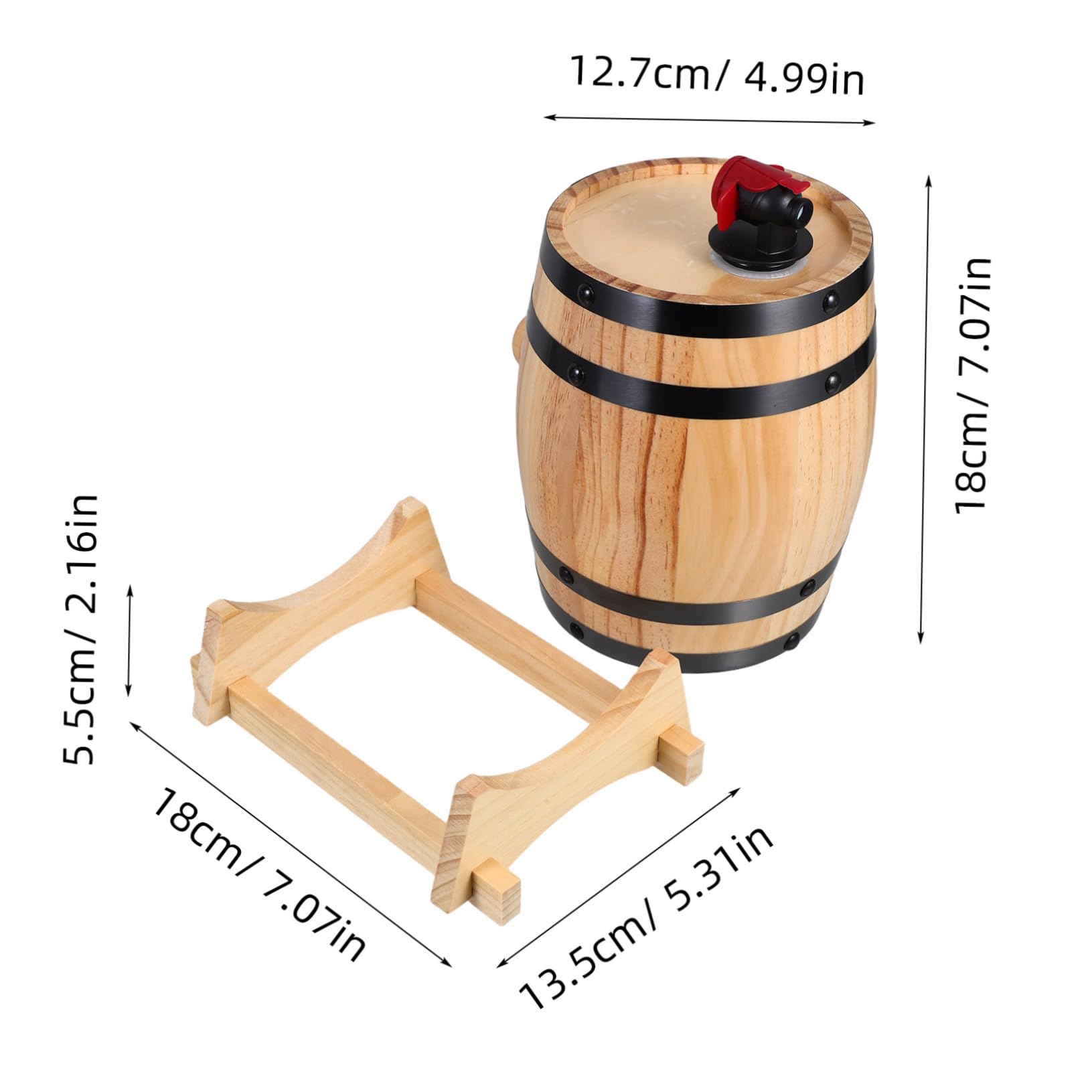 ABOOFAN Oak Wine Barrel Stand Wooden Bar Restaurant Beer Dispenser 1l Whiskey Barrel