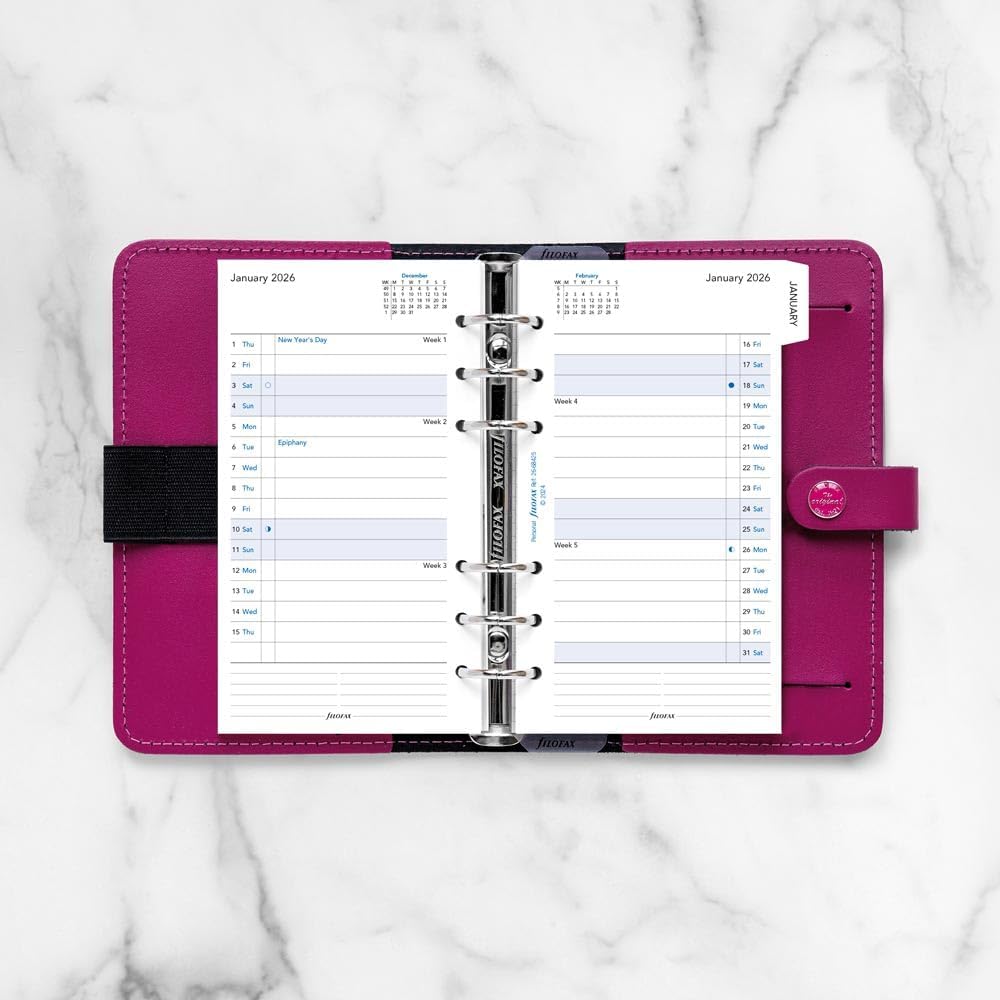 Filofax Calendar Diary Refill, Personal/Compact Size, Month-to-View, with Tabs, White Paper, Ruled, English, 2026 (C68425-26) image 3