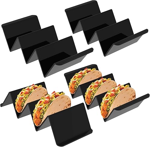 Juego de 4 soportes acrílicos para tacos negros, modernos platos de tacos Lucite para el hogar, restaurante, comedor, cocina, escritorio, cada