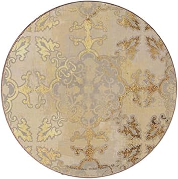 Creative Tops Cork-Backed Coasters Set with Printed 'Gold Impressions' Design, Round, Gold/Grey, 12 cm, Set of 4