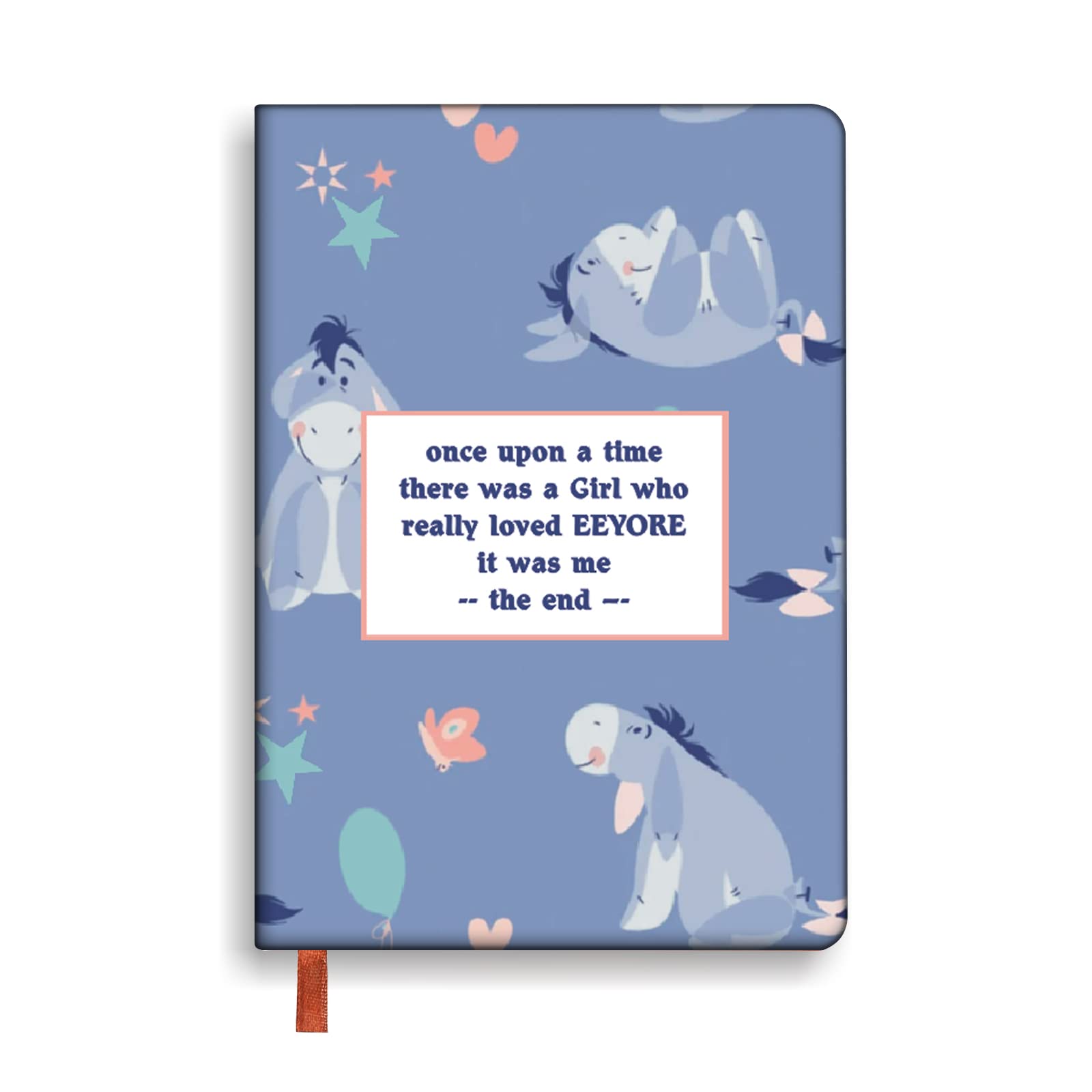 Eeyore Fans Gift Eeyore Leather Notebook A5 Size Writing Diary Once Upon A Time There Was A Girl Who Really Loved Eeyore Cartoon Lovers Gift (Once Upon-blue)