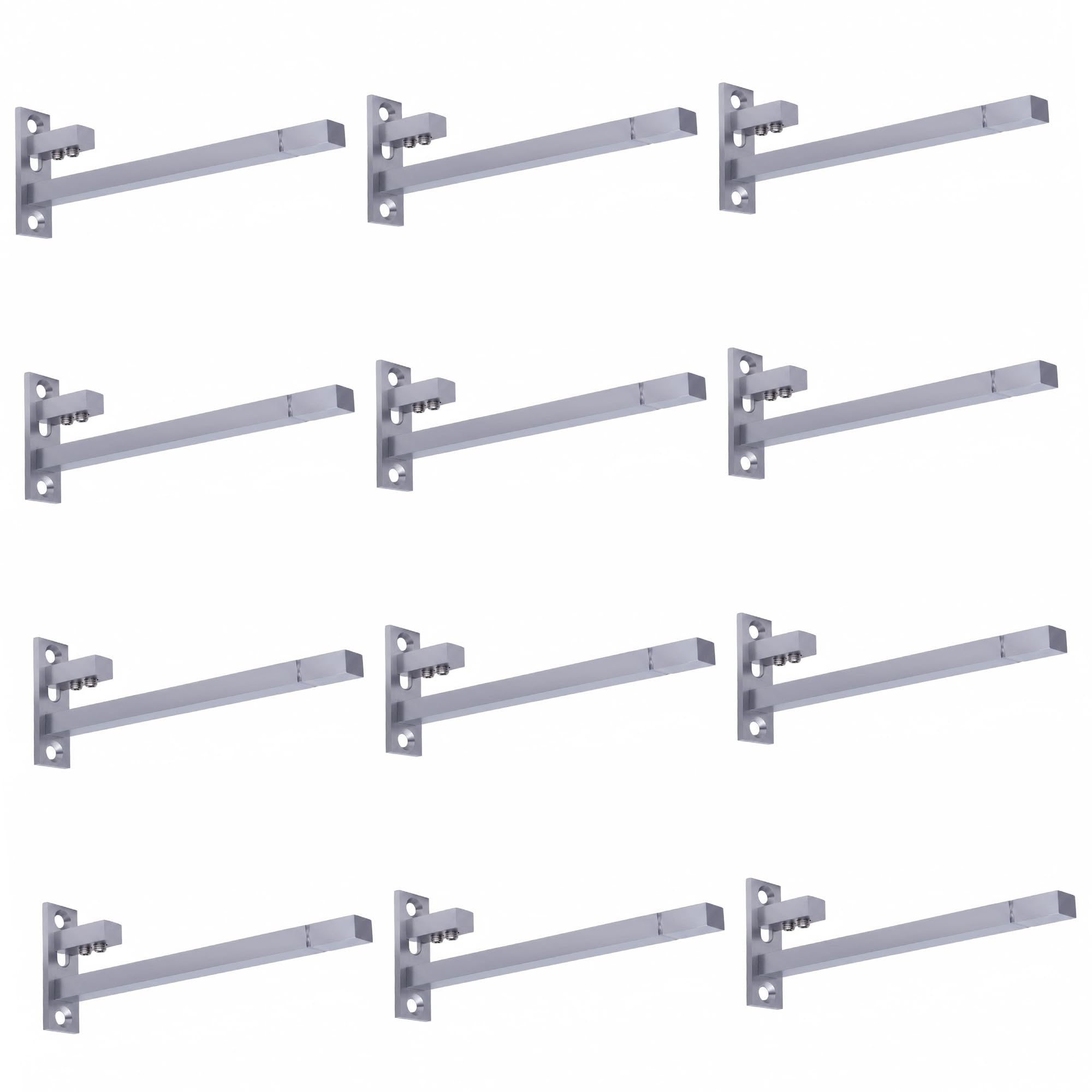 Atlantic F Type Glass Shelf Bracket 6 inch (Stainless Steel, Silver Matt Finish, Adjustable 6/8/10/12 mm, Pack of 4 Piece) — Amazon image 11
