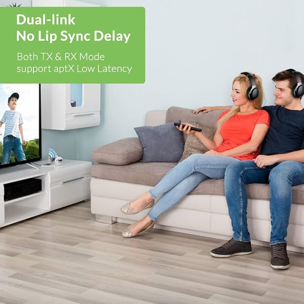 Avantree Oasis B Bluetooth 5 0 Trasmettitore e Ricevitore Bypass per TV Class 1 Lunga Portata Ottica TOSLINK AUX RCA Adattatore Audio Senza Fili aptX a Bassa Latenza per 2 Cuffie Altoparlanti