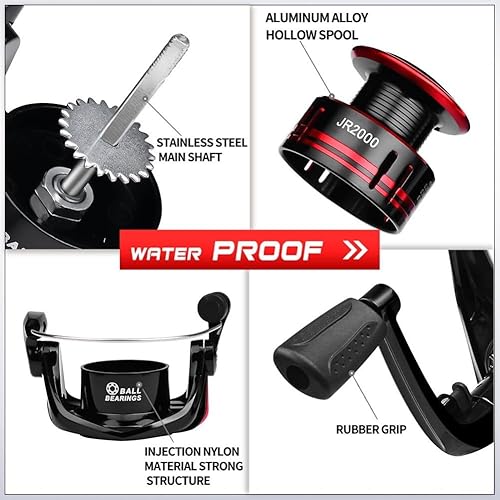 Miniatura 2 de Metal Spinner Fishing Reel with 1BB Bearing, .2: Gear Ratio, 5KG Max Drag, for Freshwater Saltwater Reel, Beginner Fishing Reel, Blue/Red(Red)