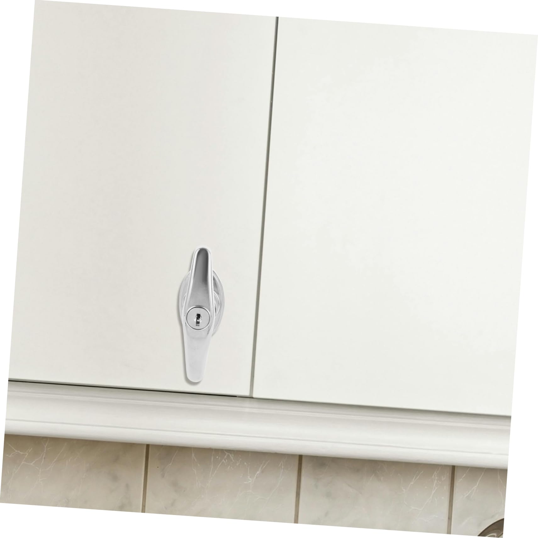 SHINEOFI 4 Set Serratura maniglia porta armadio elettrico armadio con chiave serratura cassettiera per cassetto per vetrina Lega di zinco Silver