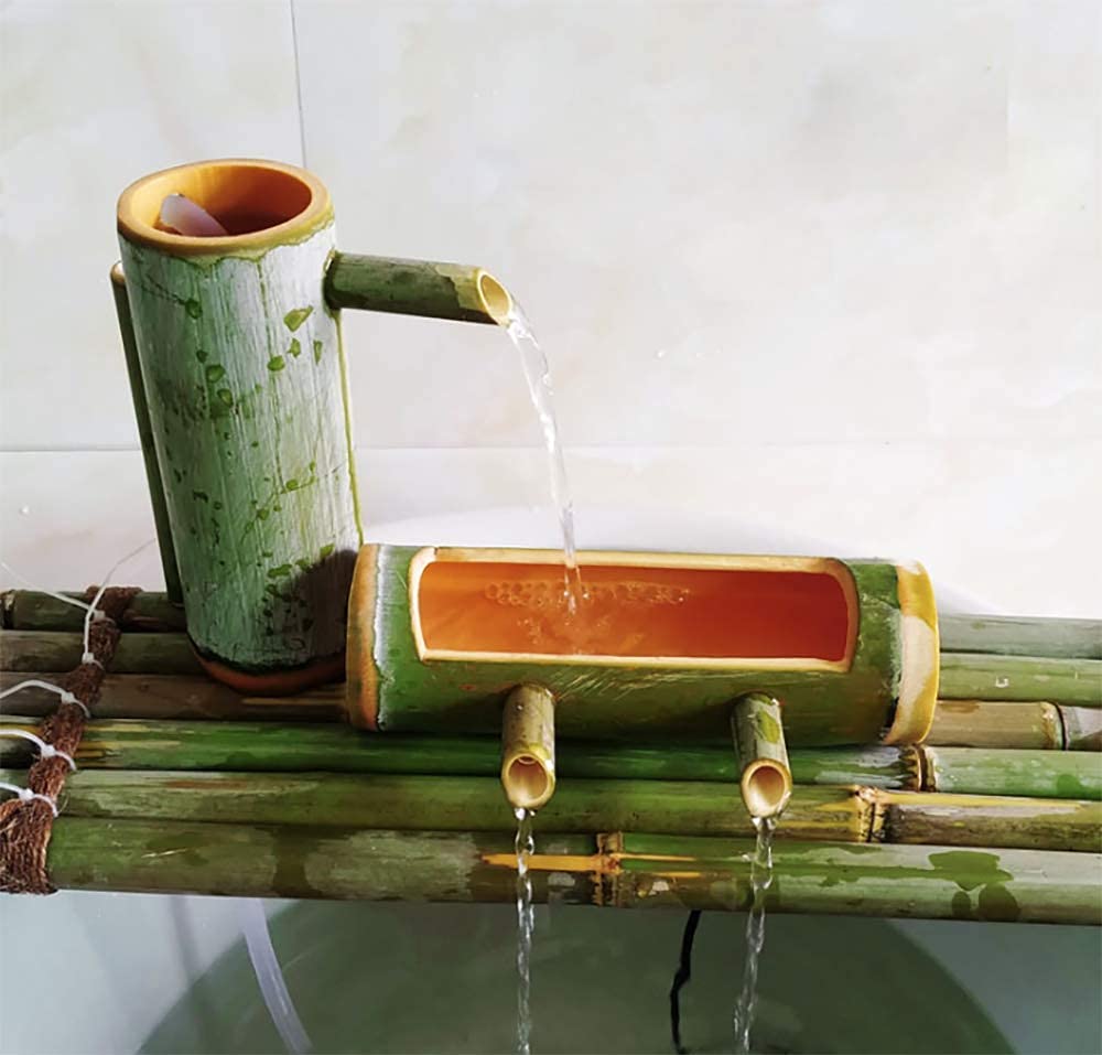 Aioneer Bamboo Fountain,Water Feature Garden Fountain Pump for Garden Outdoor Pond Home Decoration Arts Crafts