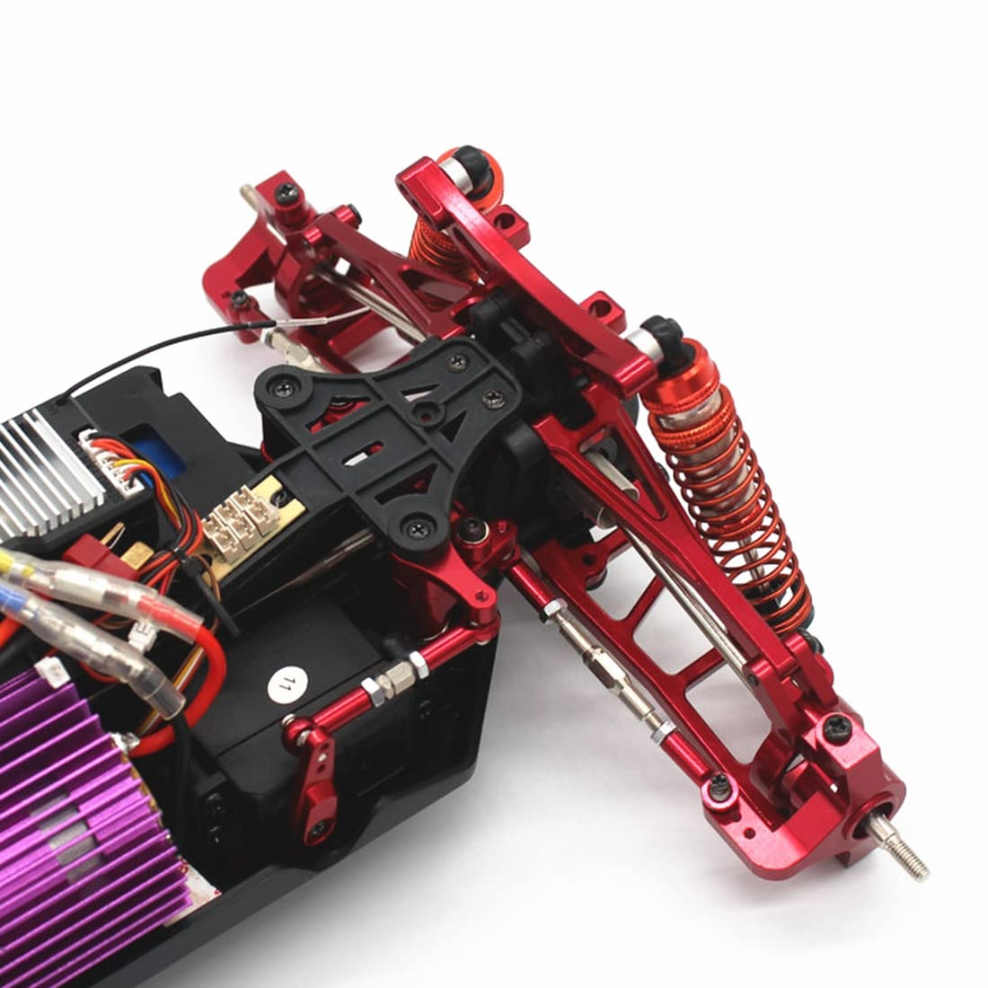 Set di Accessori per L'Aggiornamento del Metallo Braccio di Sospensione 'Ammortizzatore del Blocco dello Sterzo per 104009 12402-A RC Car,Grigio
