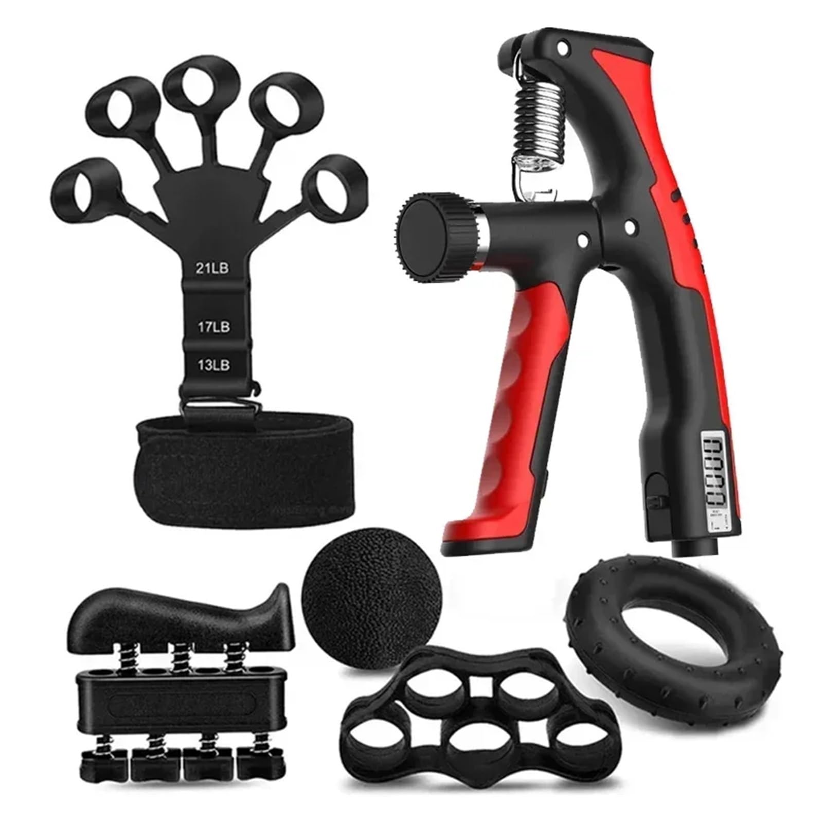 Fortalecedor de Agarre, Aparato de conteo Tipo R Ajustable 10-100Kg(6pcs Set-A)