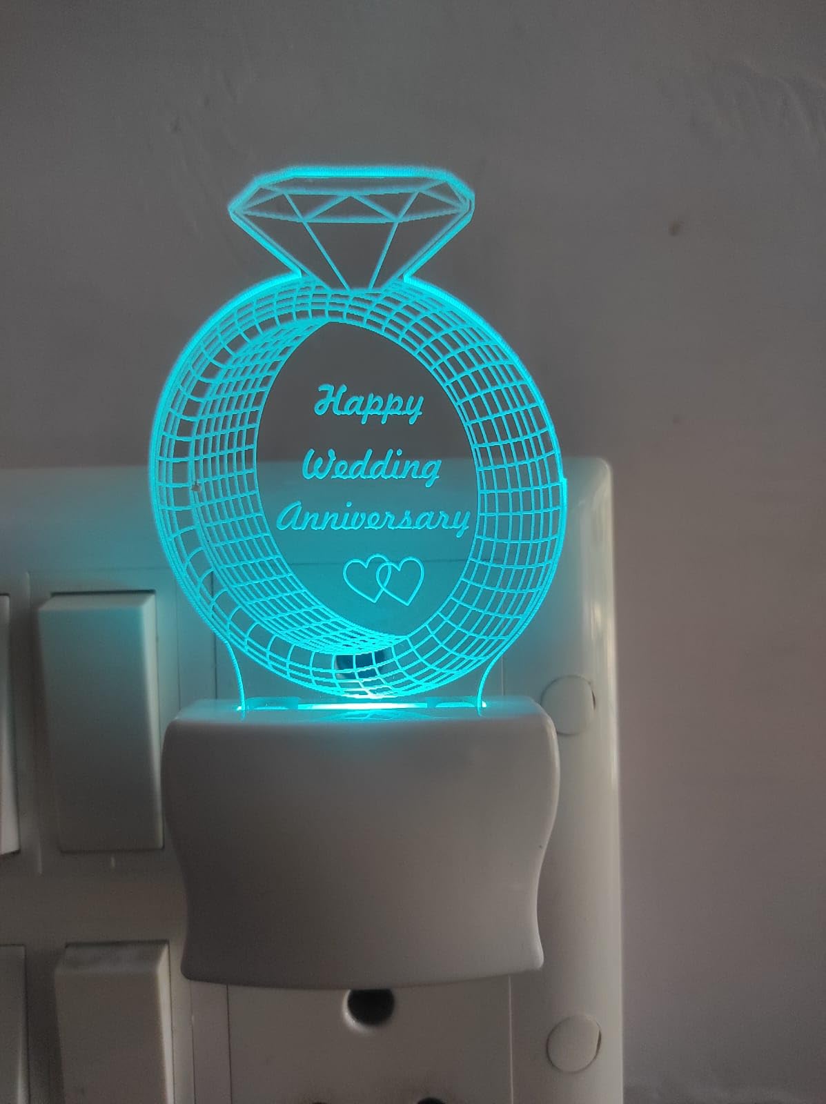 UNJIYA HAPPEY Wedding Anniversary Design Acrylic LED Lamp Multicolor Auto Change (Pack of 1)-picture-25