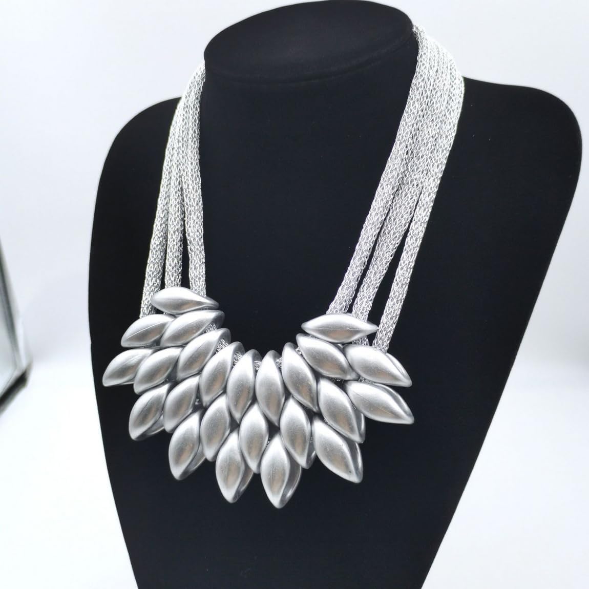 African Bib Tassel Choker Necklace for Women,Chunky Tribal Thick Ethnic Collar Necklace and Earrings Set,Bulky Statement Fashion Costume Jewelry Set(2pcs) - Image 5