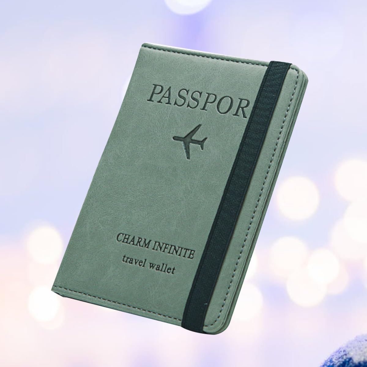 Cartera para pasaporte RFID de poliuretano para mujer, delgada