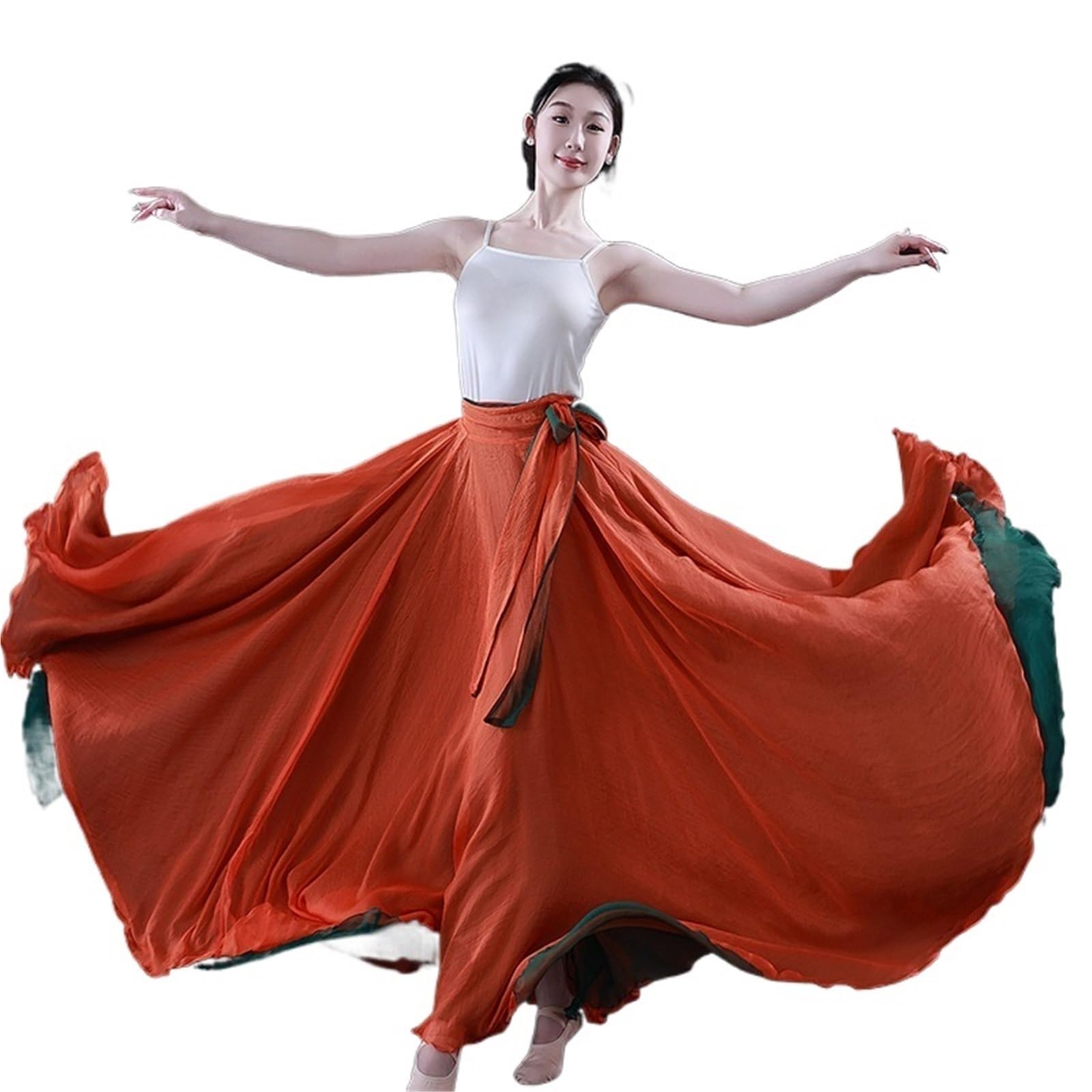 Falda Flamenca Mujer Falda de baile swing 720 grados, gasa y tencel, larga, for ballet, danza del vientre, for mujer, estilo gitano, flamenco