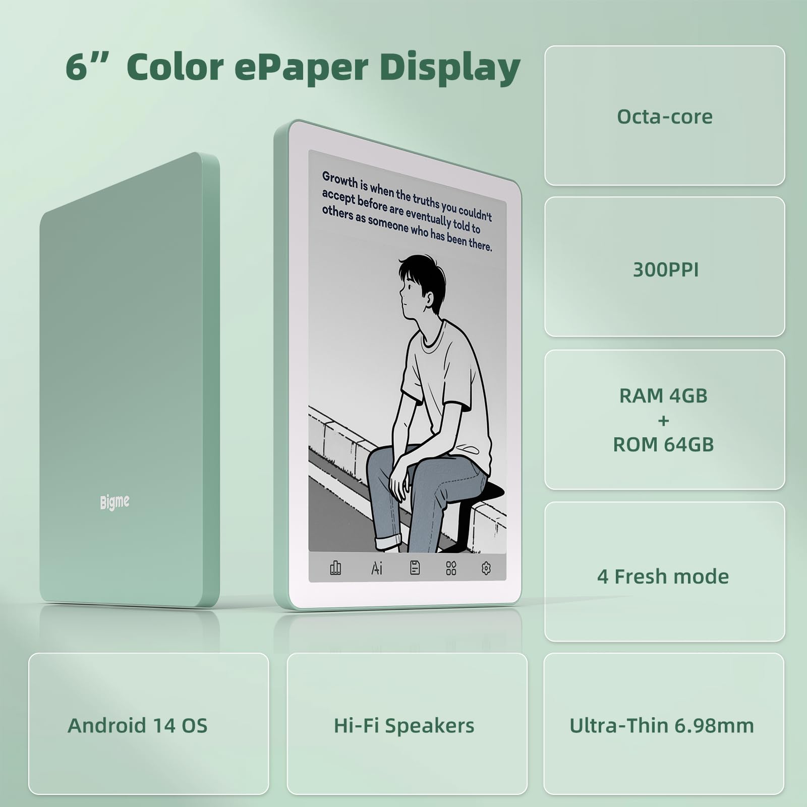 Amazon.co.jp: Bigme B6 カラー電子書籍リーダー 6インチ電子ペーパー